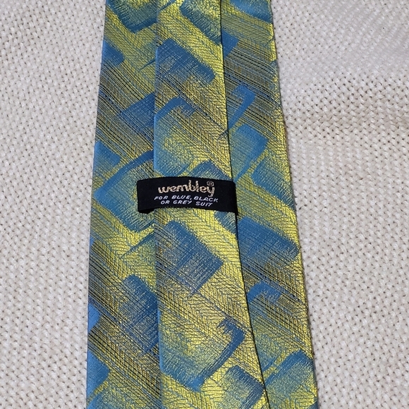 Wembley Necktie Shimmering Golden Yellow & Blue - Picture 3 of 5